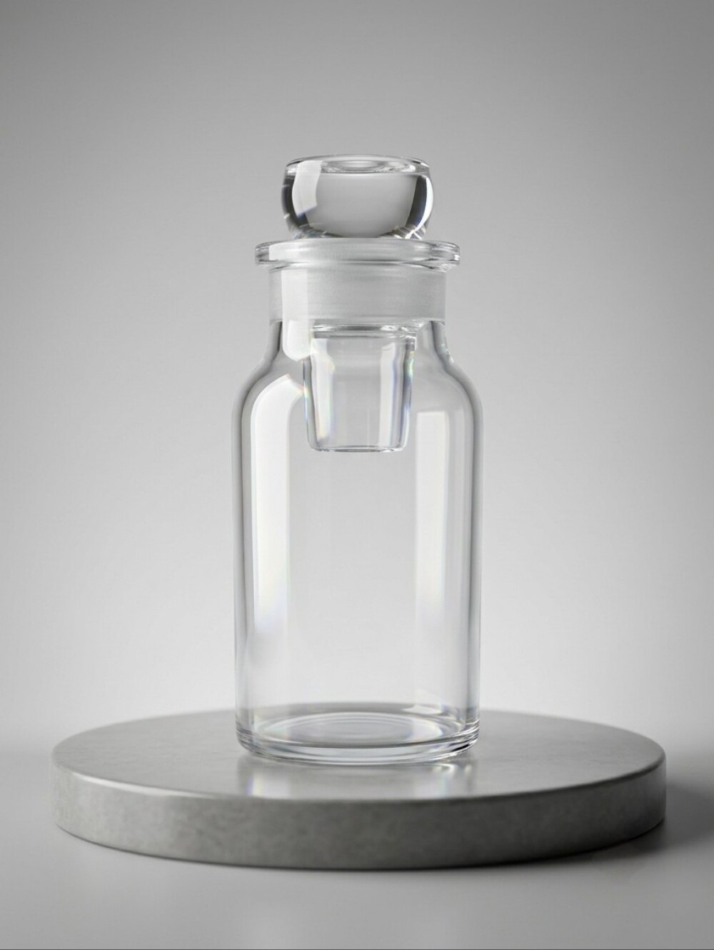 Vintage Wagner Clear Glass Apothecary Spice Jar with Glass Stopper 4"